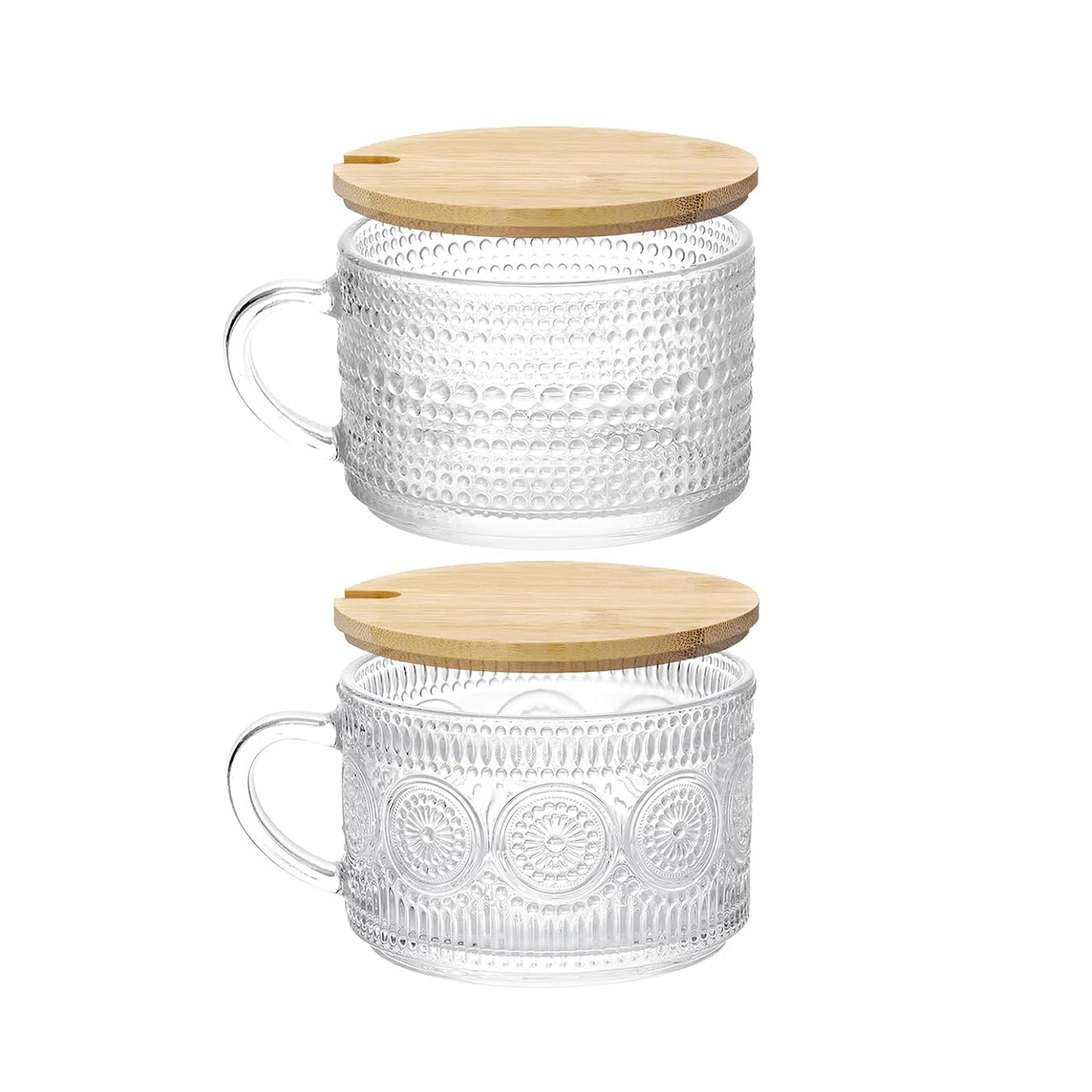 Açucareiro Vidro Tampa Bambu 400ml 13X10X6.8cm