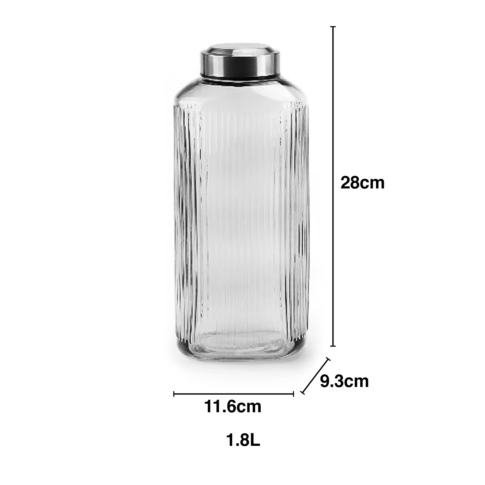 Garrafa Vidro Tampa Metal Sortido 1800ml 11.6X9.3X28cm