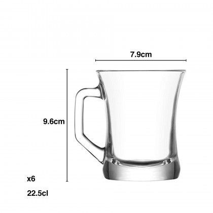 Caneca Vidro Zen com Asa 225ml 7.9X9.6cm Pack 6