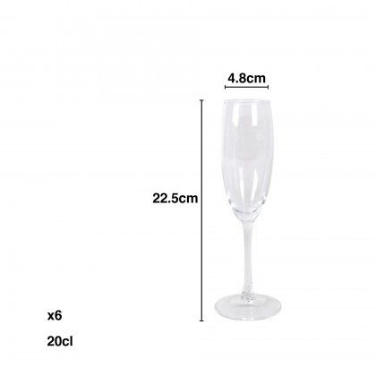 Copo com Pé Tempo Flute 20cl 4.8X22.5cm Pack 6 Copo com Pé Tempo Flute 20cl 4.8X22.5cm Pack 6