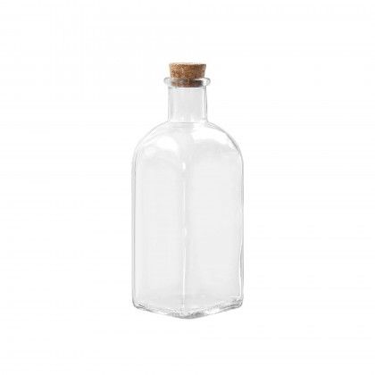 Garrafa Vidro Tampa Cortia Quadrada 700ml 8.5X23cm