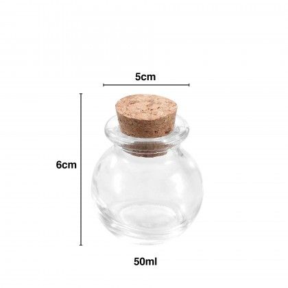 Frasco Vidro Tampa Cortia Redondo 50ml 5X6cm