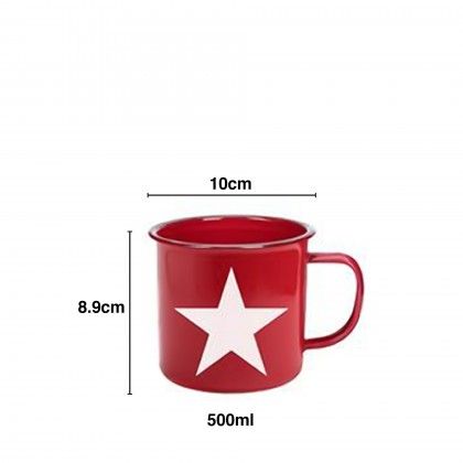 Caneca Esmalte Decorada Estrela 500ml 10X8.9cm