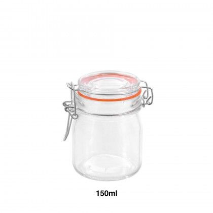 Frasco Hermtico Vidro com Clip 150ml