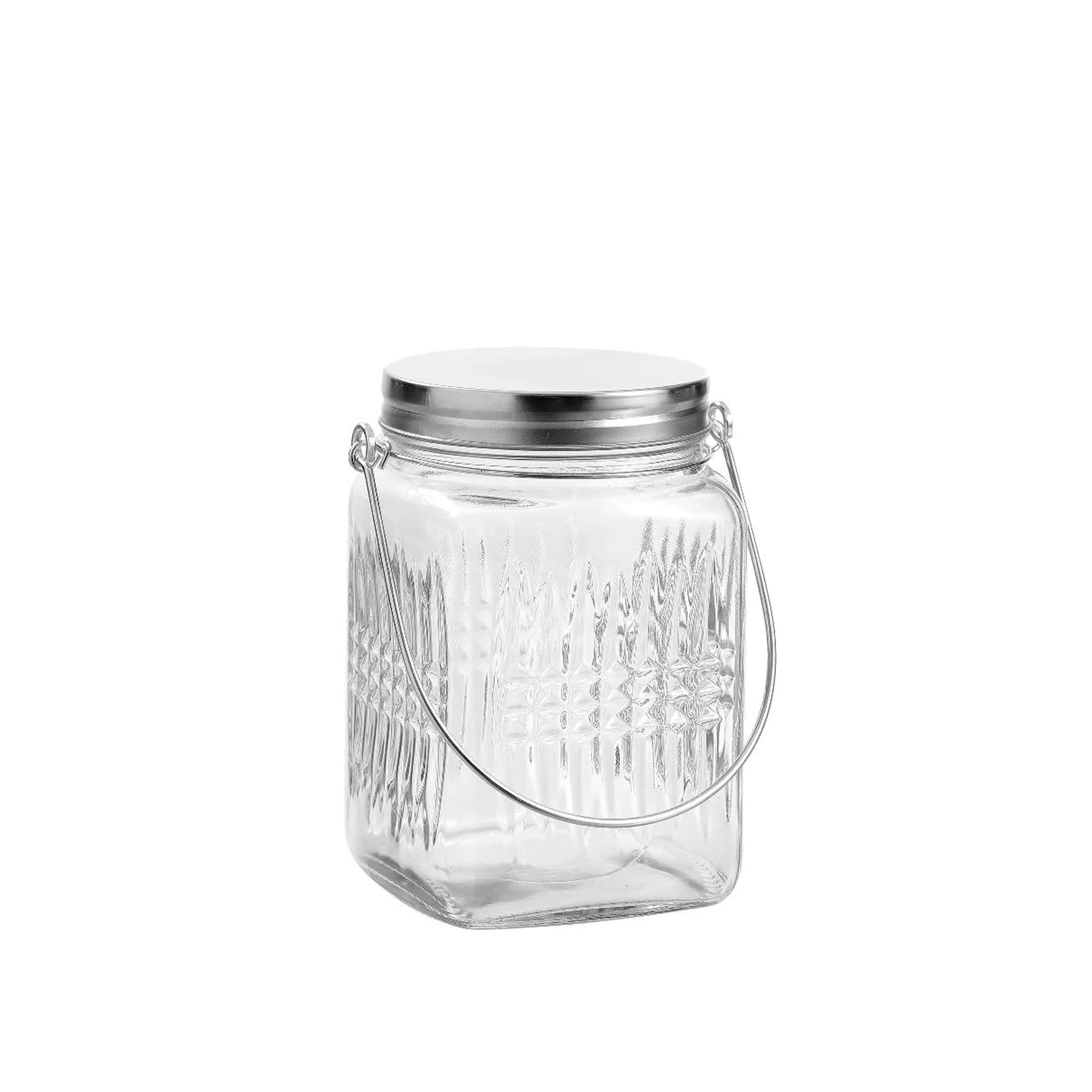 Frasco Vidro com Tampa / Asa Metal 720ml 9.5X9.5X13.9cm