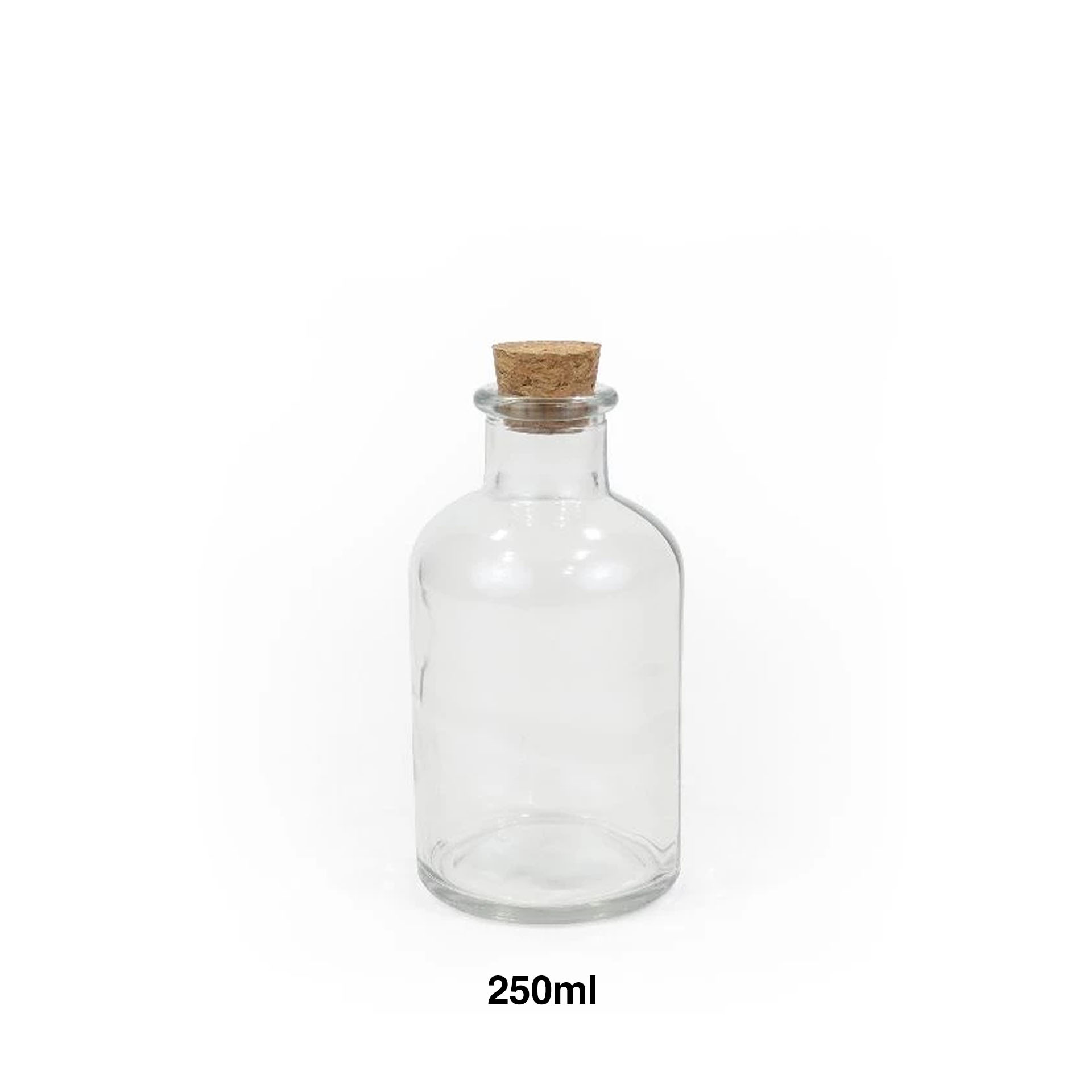 Garrafa Vidro Tampa Cortiça Redonda 250ml 6.5X14cm