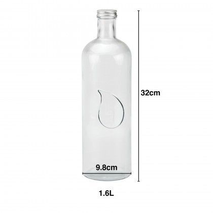 Garrafa Vidro Tampa Metal Gota 1600ml 9.8X32.5cm