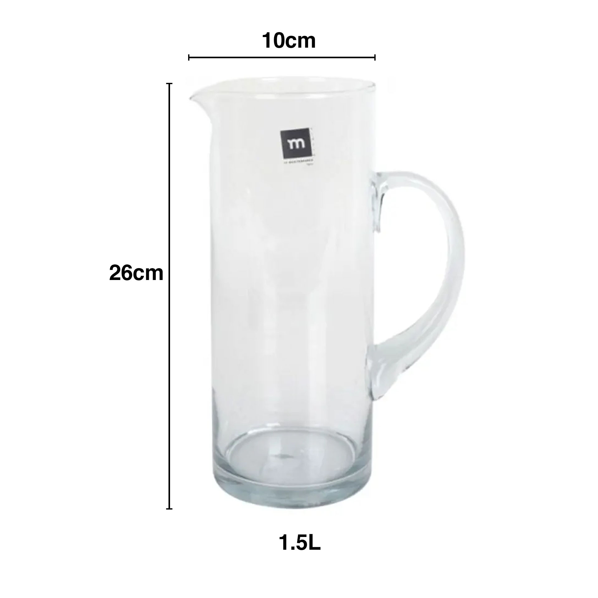 Jarro Vidro Toscana com Asa 1500ml 10X26cm