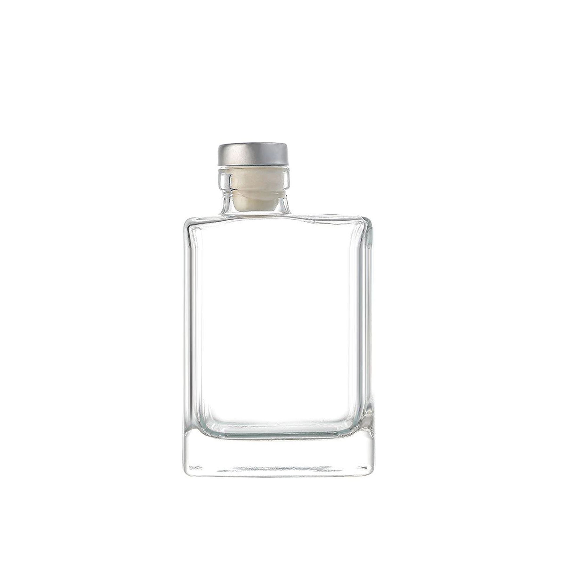Garrafa Vidro Tampa Metal Retangular 280ml 8X5.2X14cm