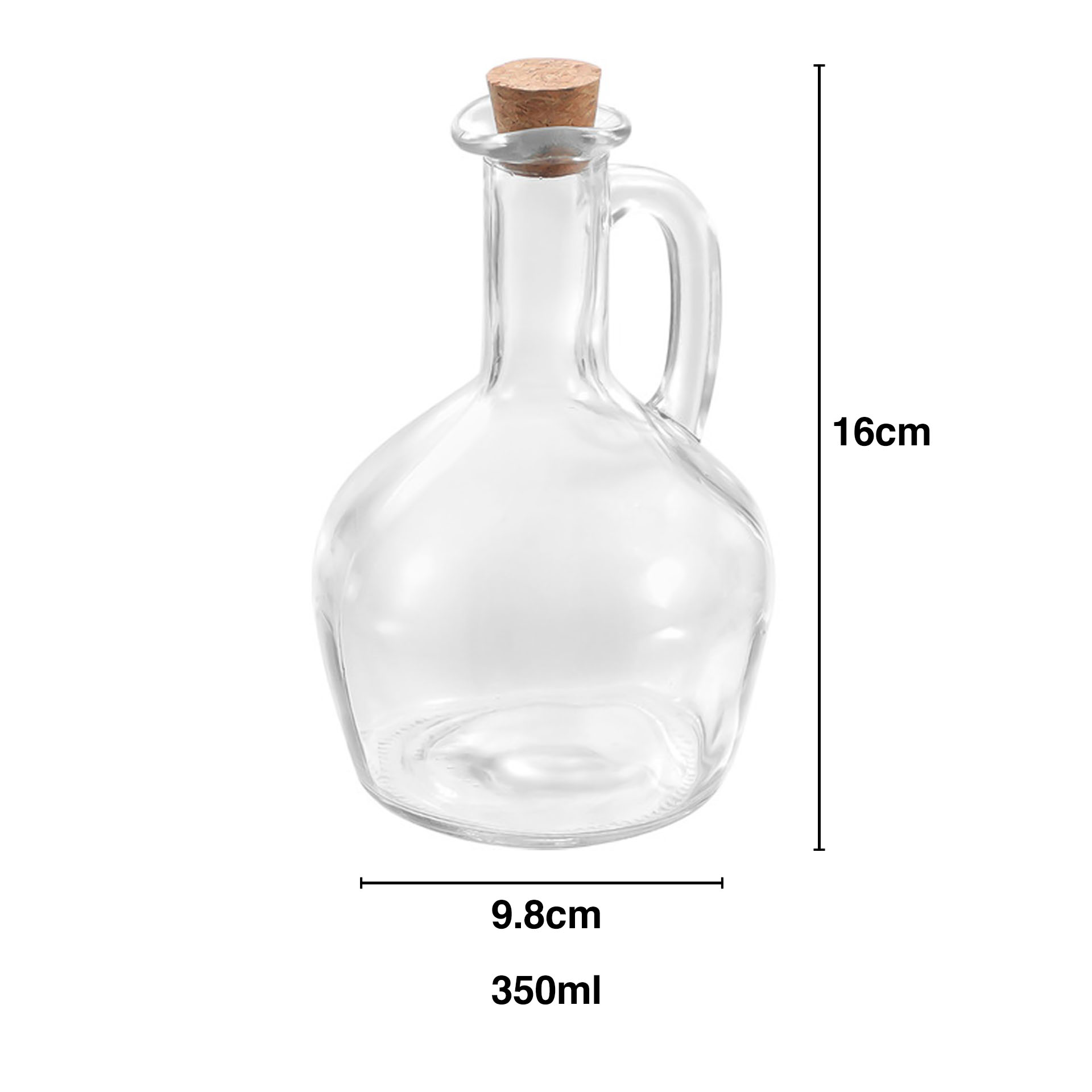 Galheteiro Vidro Rolha Cortiça 350ml 9.8X16cm