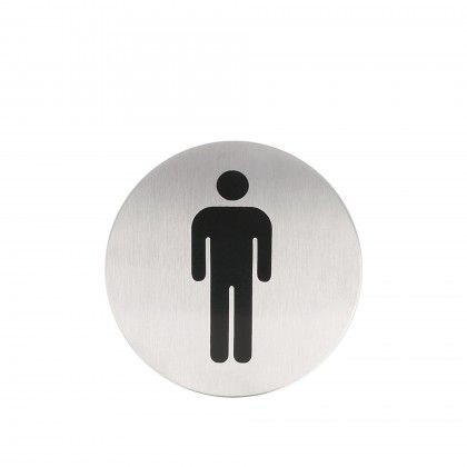 Placa Inox Adesiva Homens Redondo 7.5cm