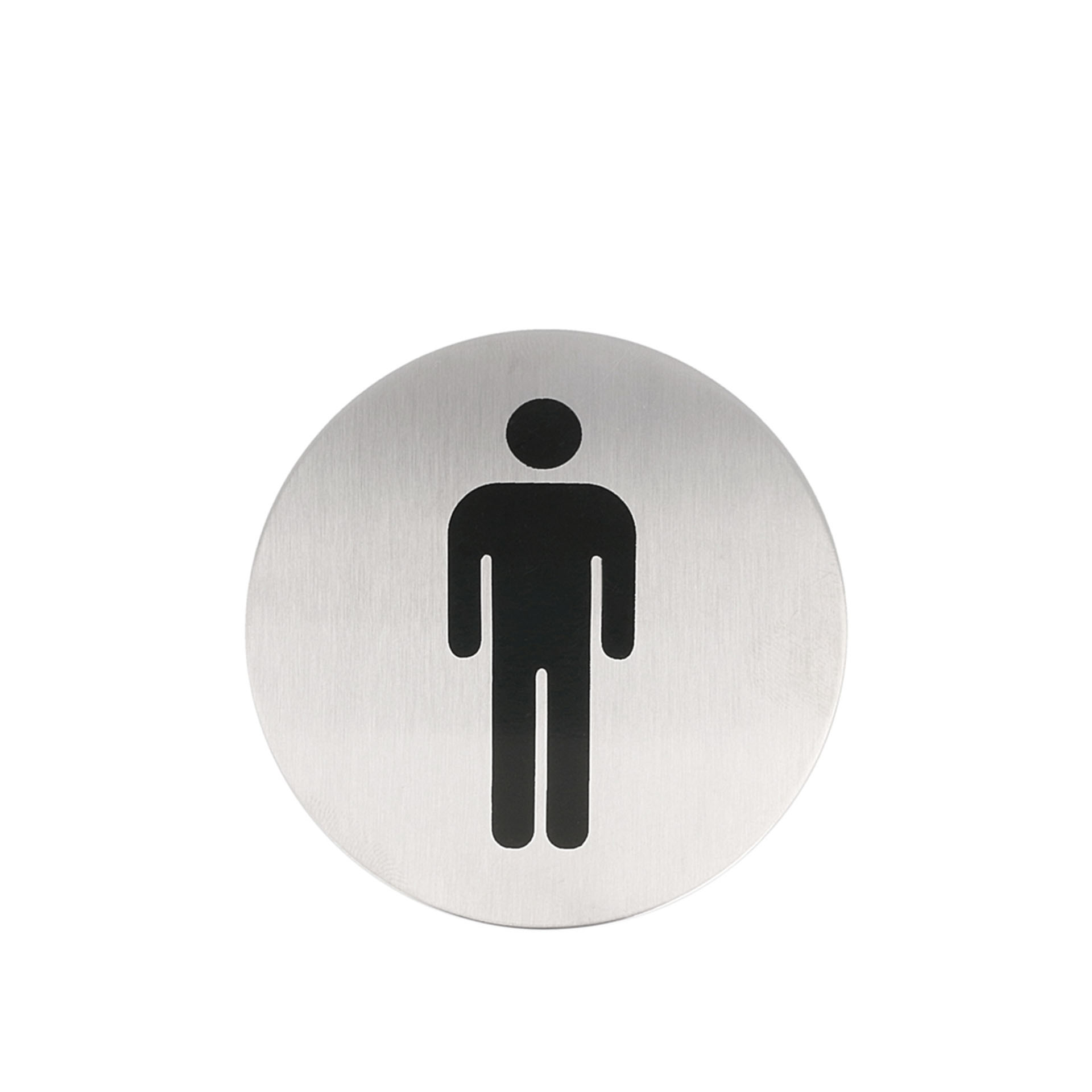 Placa Inox Adesiva Homens Redondo 7.5cm