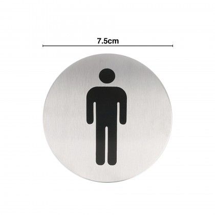 Placa Inox Adesiva Homens Redondo 7.5cm