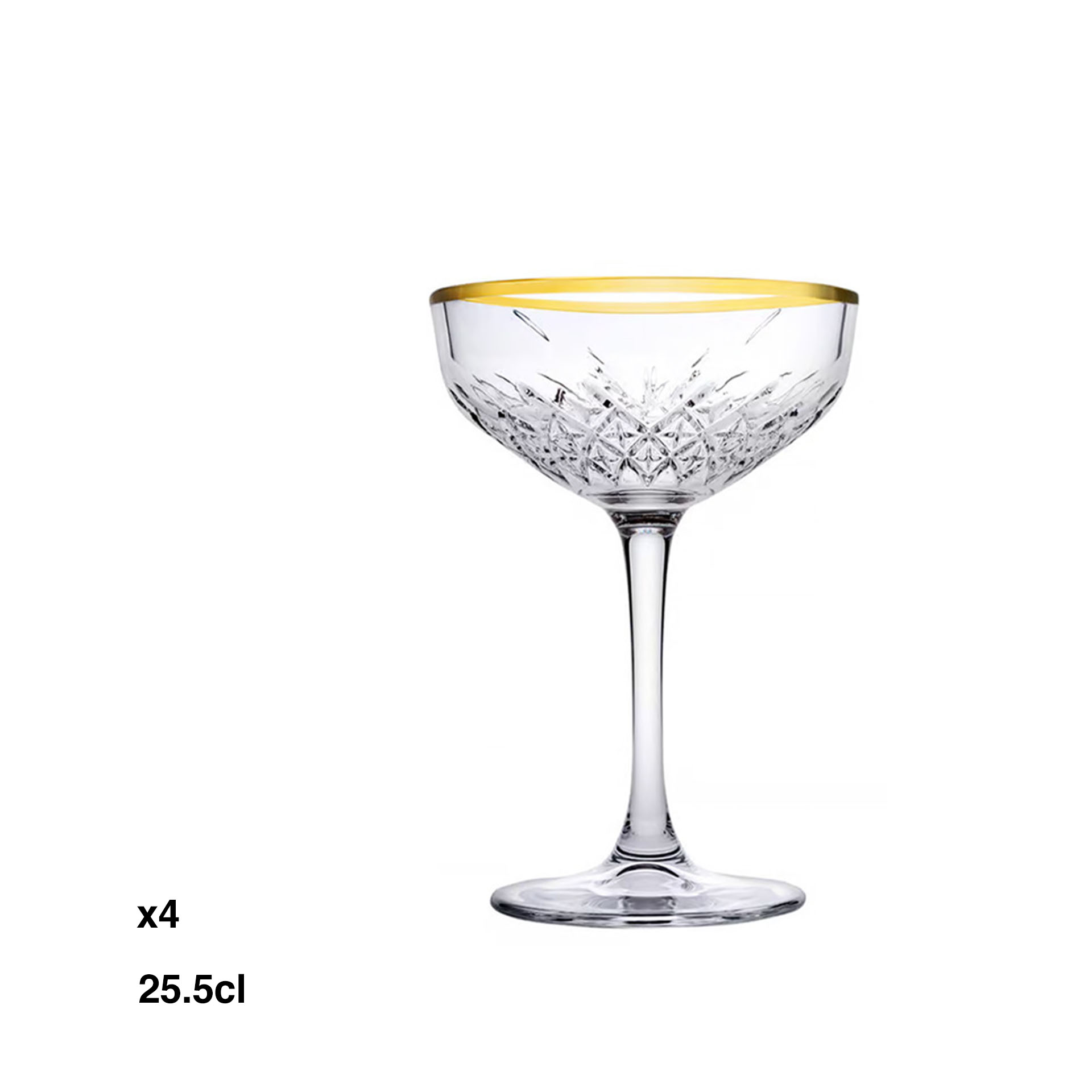 Taça Champanhe Timeless Golden Touch 25.5cl Pack 4