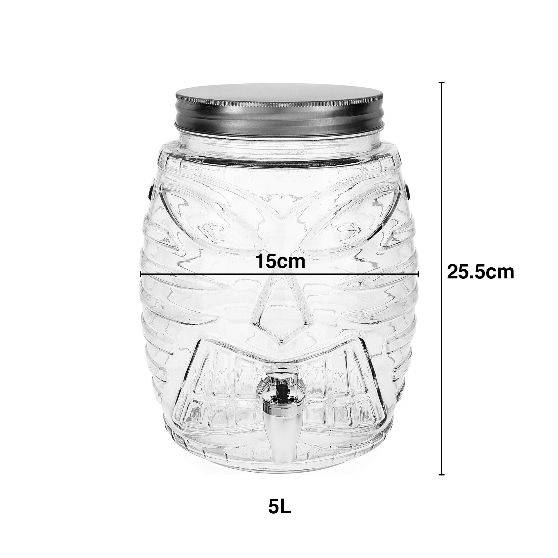 Dispensador Vidro Tiki com Torneira 5L 15X25.5cm