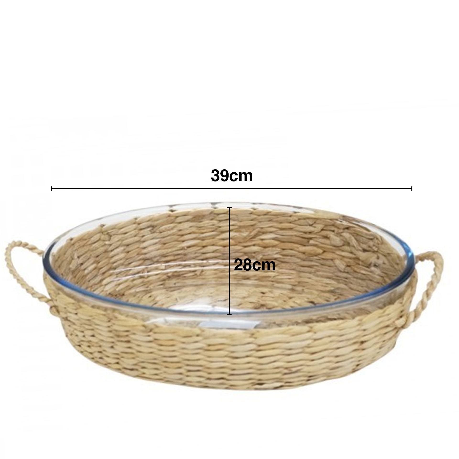Assadeira Vidro Suporte Vime Oval 39X28cm