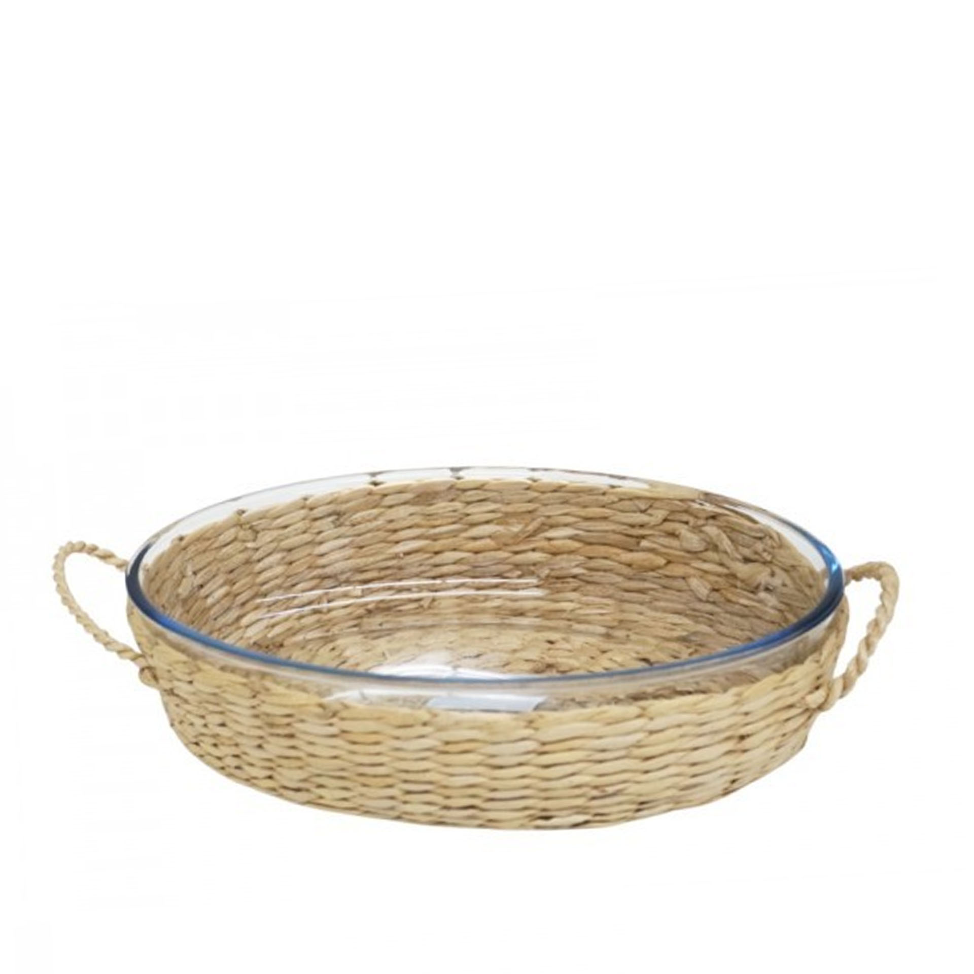 Assadeira Vidro Suporte Vime Oval 39X28cm