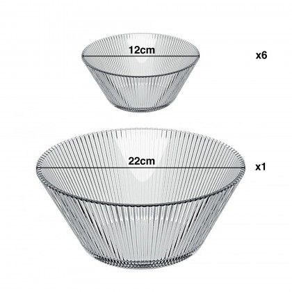 Conjunto Saladeira Vidro com 6 Ta�as 12cm