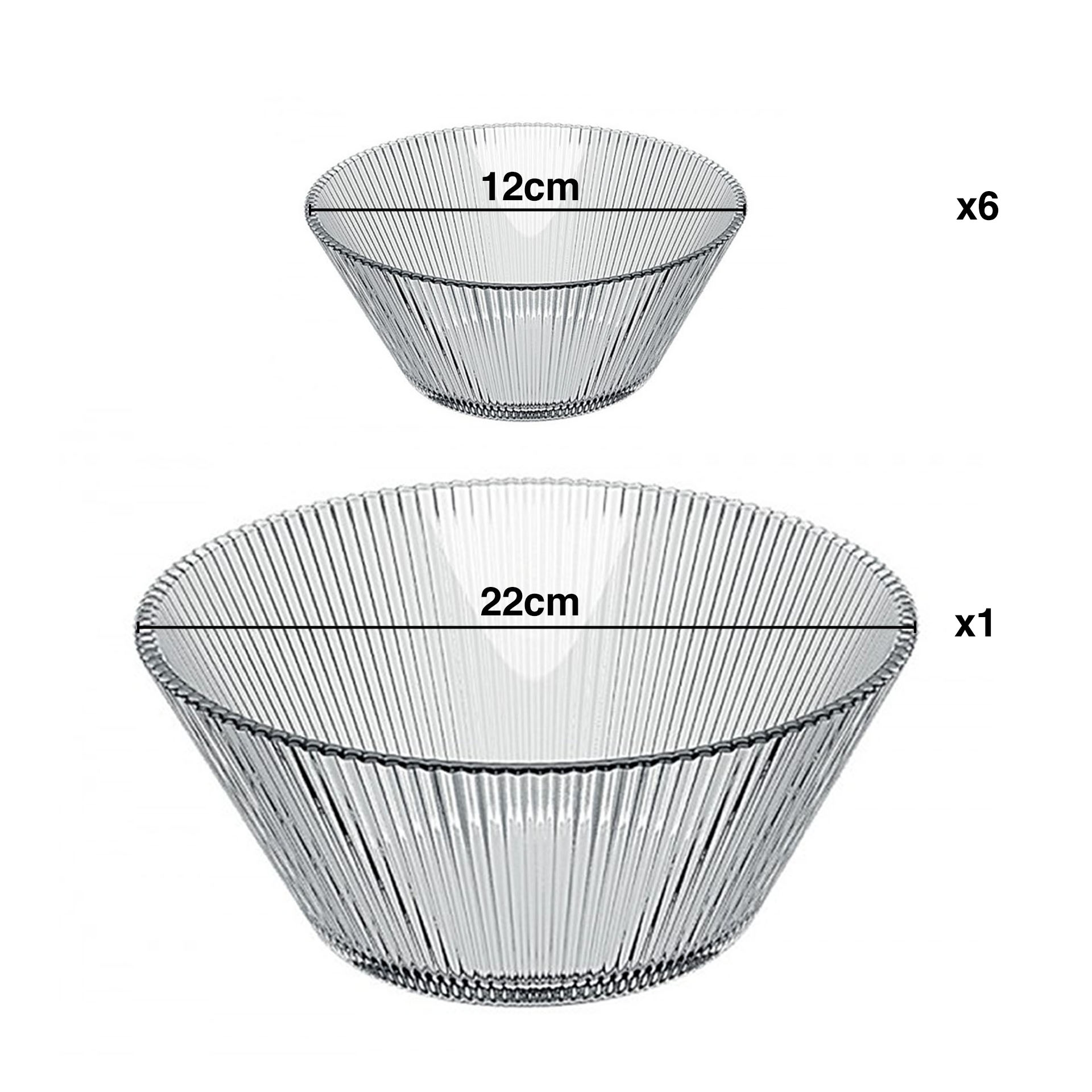 Conjunto Saladeira Vidro com 6 Taças 12cm