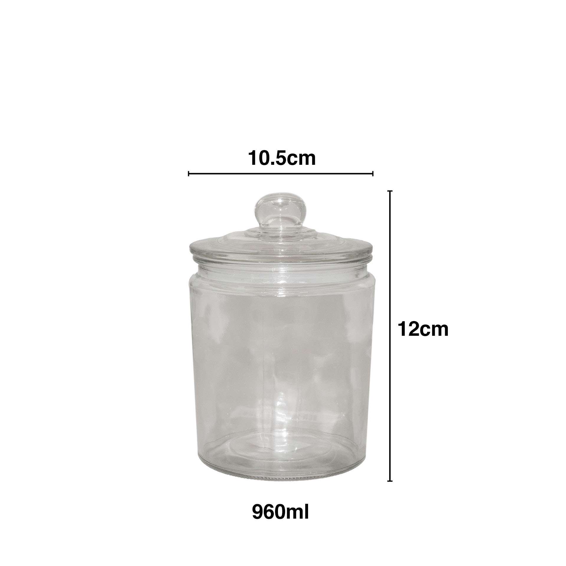 Frasco Vidro Redondo 960ml 10.5X12cm