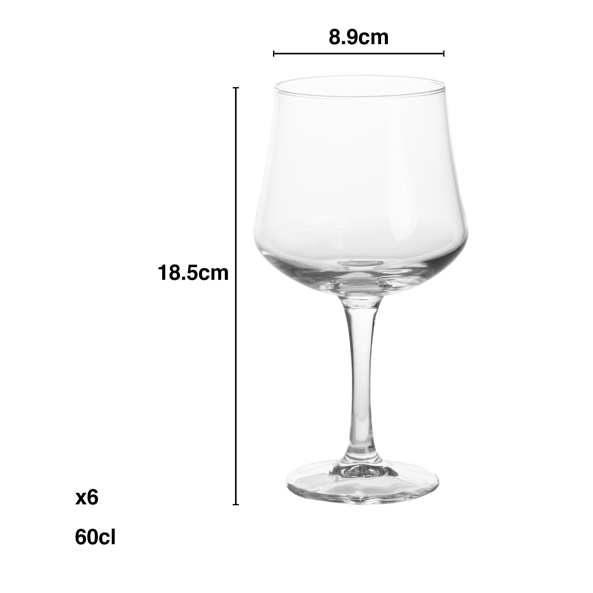 Copo com Pé Gin Arôme 60cl 8.9X18.5cm Pack 6
