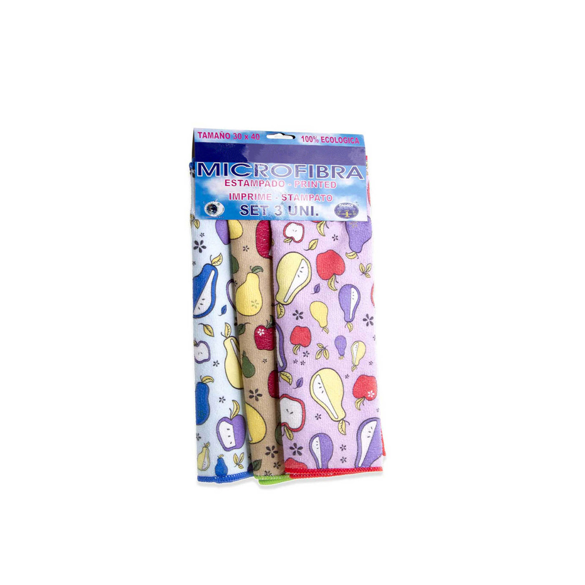 Pano Microfibra Pamex Estampado 30X40cm Pack 3