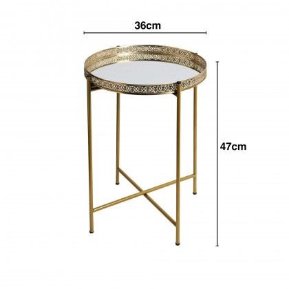 Mesa Apoio Metal Redonda Dourado 36X47cm
