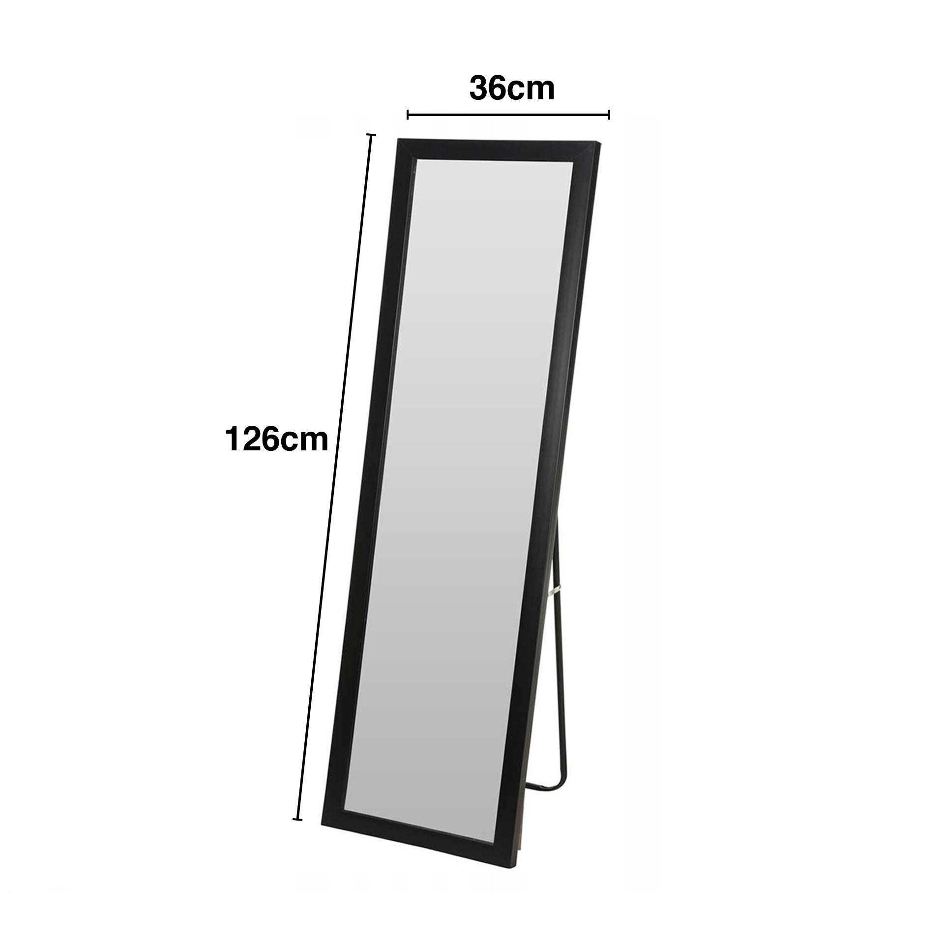 Espelho Pé com Suporte Metal Preto 36X126cm