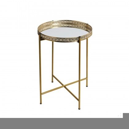 Mesa Apoio Metal Redonda Dourado 36X47cm