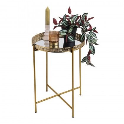 Mesa Apoio Metal Redonda Dourado 36X47cm