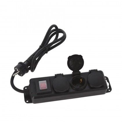 Extens�o 3 Tomadas com Interruptor Preto 140cm