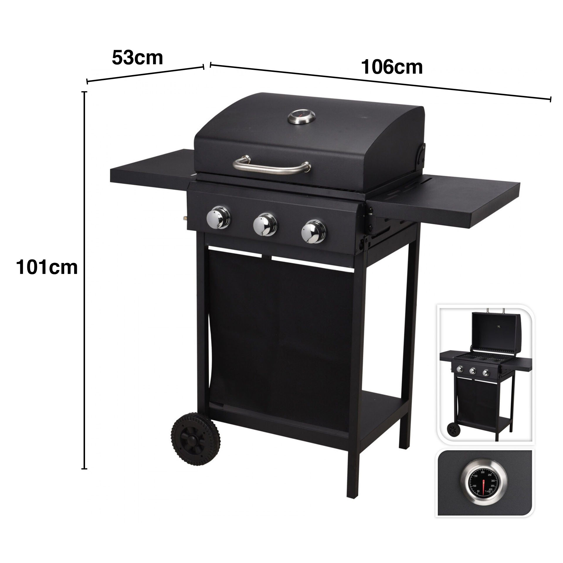Churrasqueira Gás 3 Queimadores 106X53X101cm