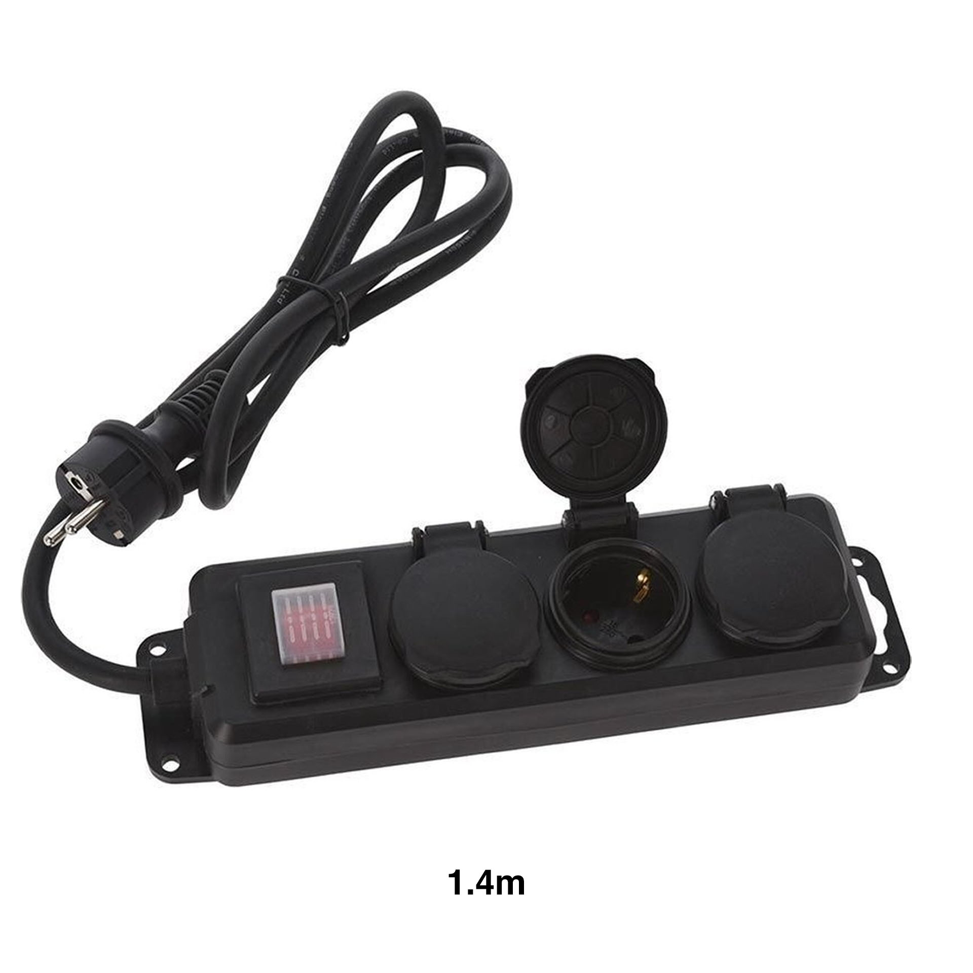 Extensão 3 Tomadas com Interruptor Preto 140cm
