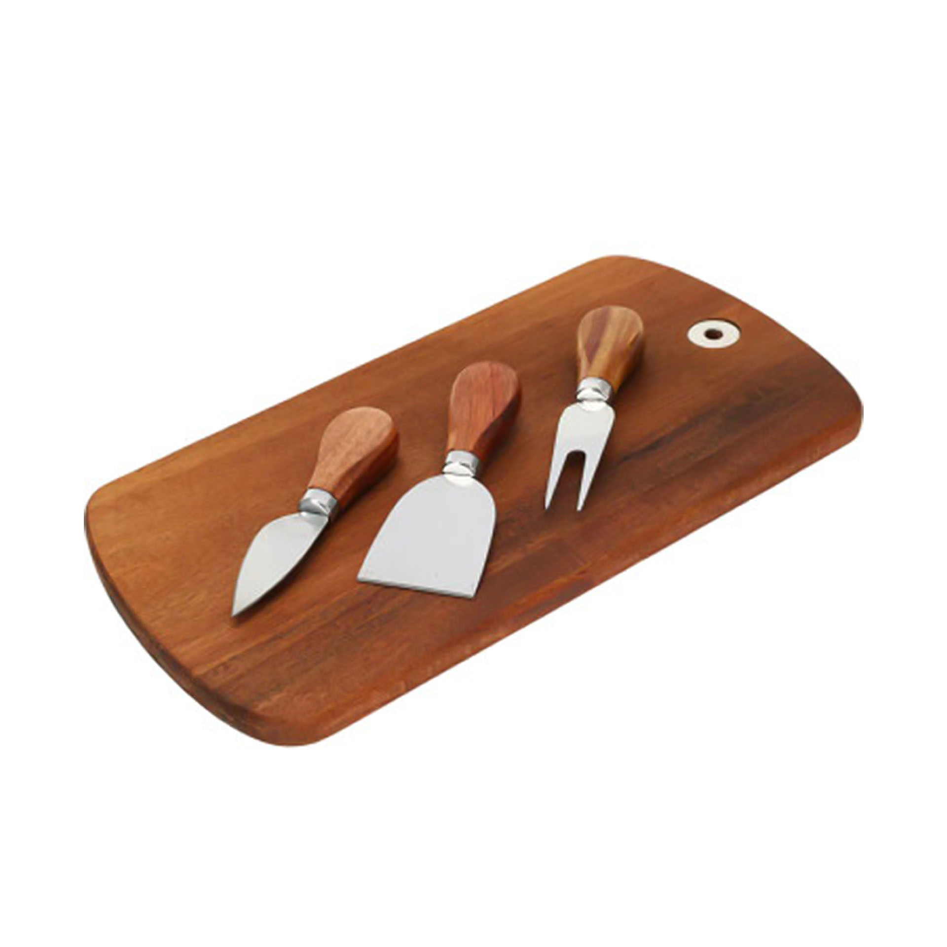 Tábua Queijo Madeira com 3 Acessórios 32X17cm