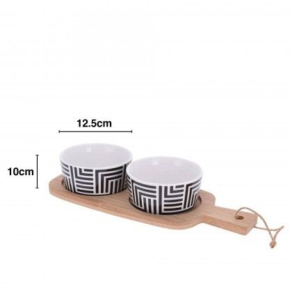T�bua Servir com 2 Ta�as Porcelana Redondo 12.5X10cm
