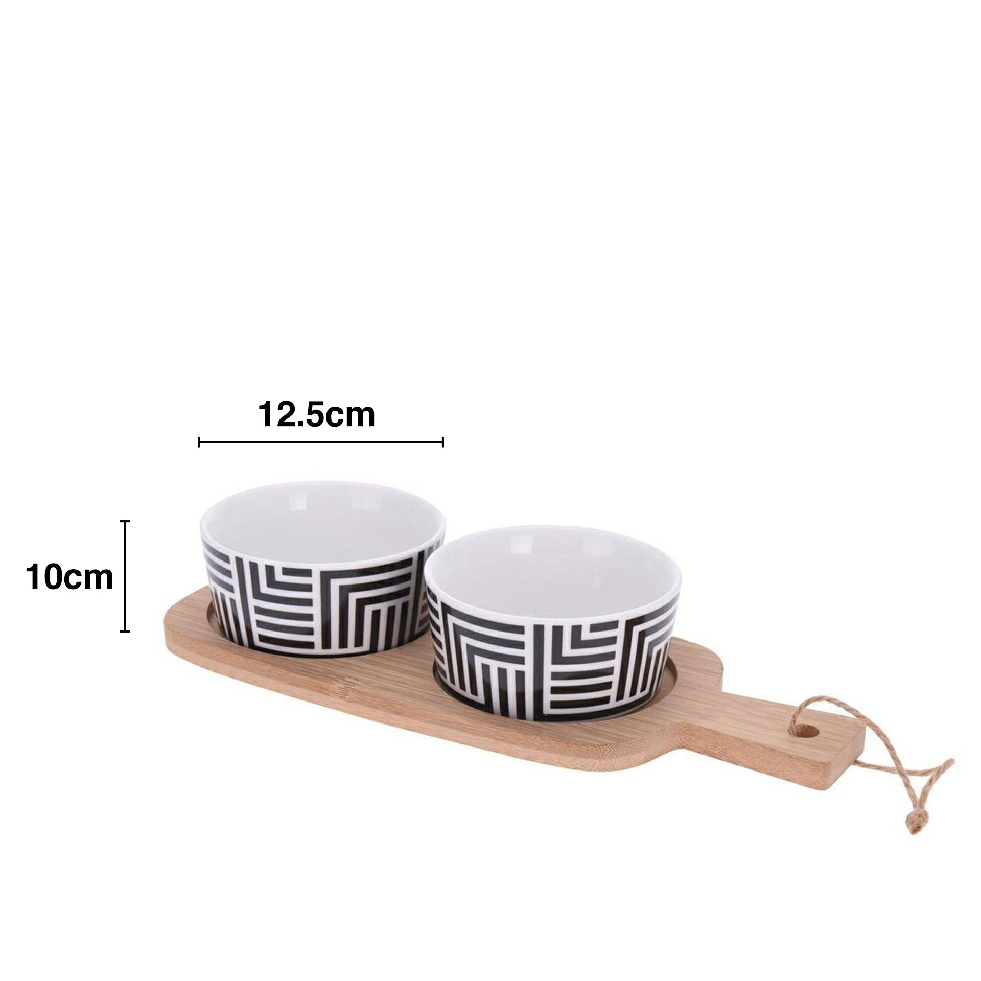 Tábua Servir com 2 Taças Porcelana Redondo 12.5X10cm
