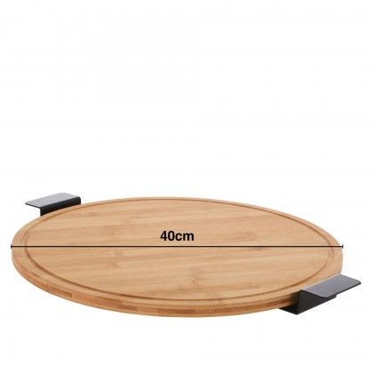 Tábua Servir Giratória Bambu Asas Metal 40X1.4cm Tábua Servir Giratória Bambu Asas Metal 40X1.4cm