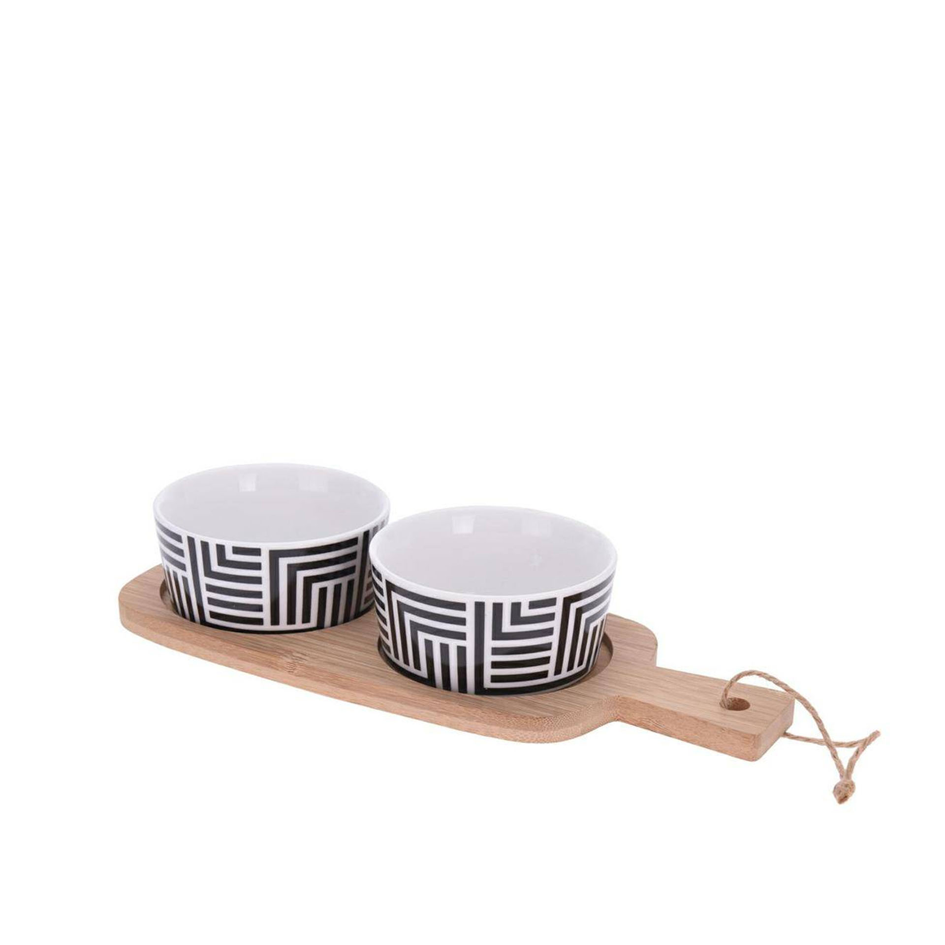 Tábua Servir com 2 Taças Porcelana Redondo 12.5X10cm