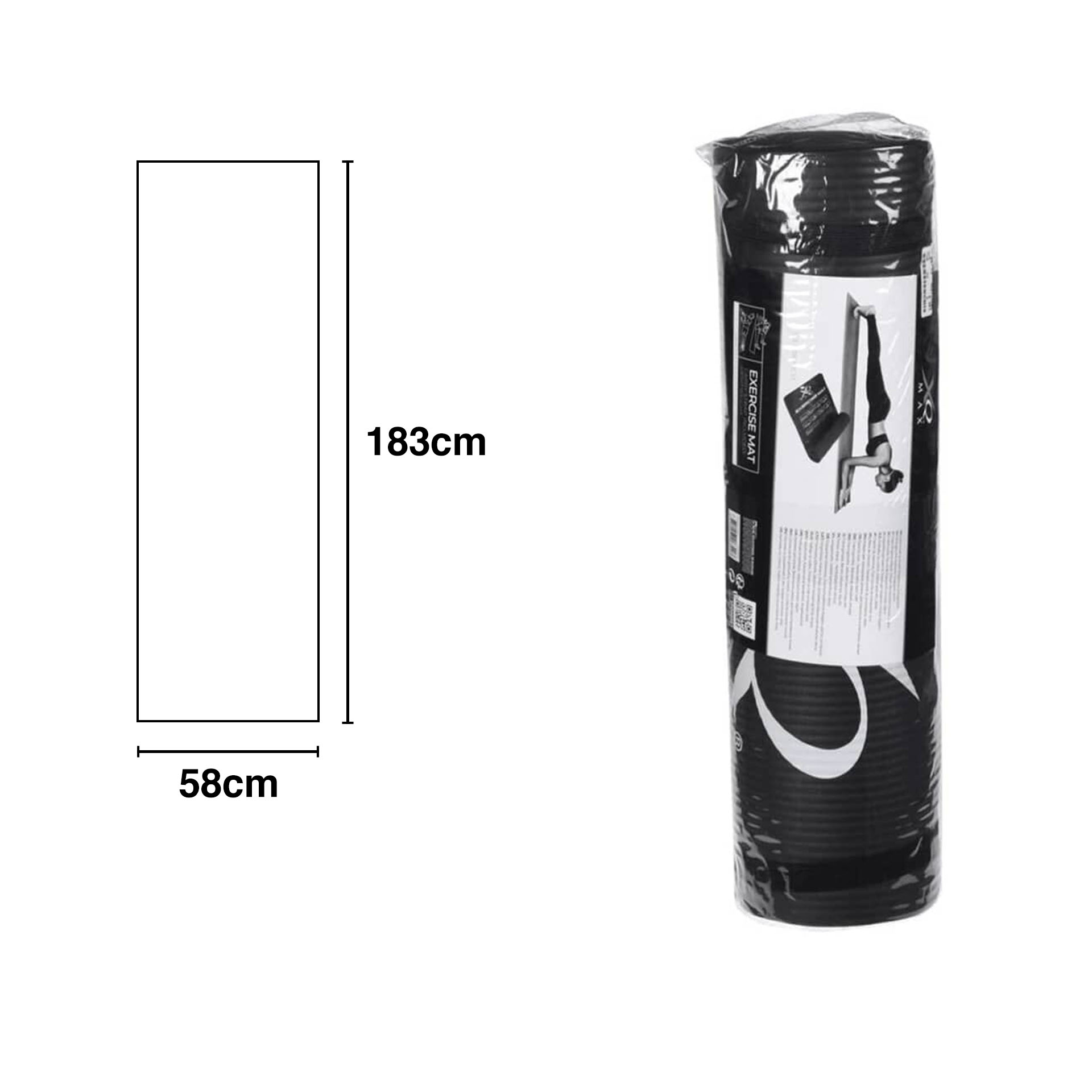 Tapete Ioga Borracha Preto 183X58X1cm