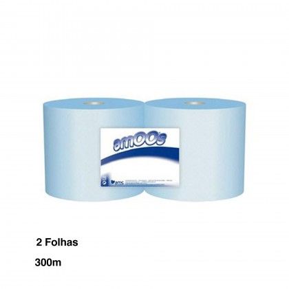 Papel Seca M�os Industrial Azul 2 Folhas 23.5cmX300m Pack 2