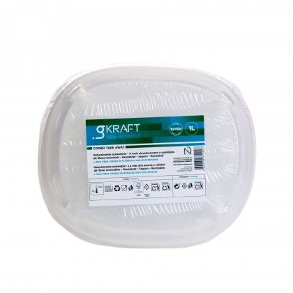 Prato com Tampa Take Away Gkraft Bioshield 1000ml 22cm Pack 10