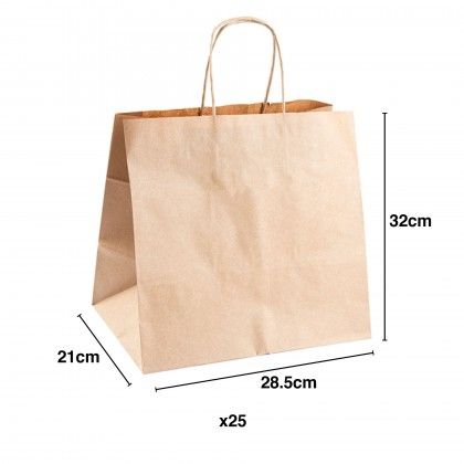 Saco Catering com Asas Kraft Bege 32X21X28.5cm Pack 25