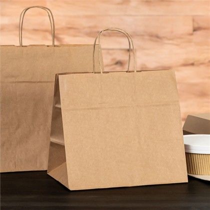 Saco Catering com Asas Kraft Bege 32X21X28.5cm Pack 25
