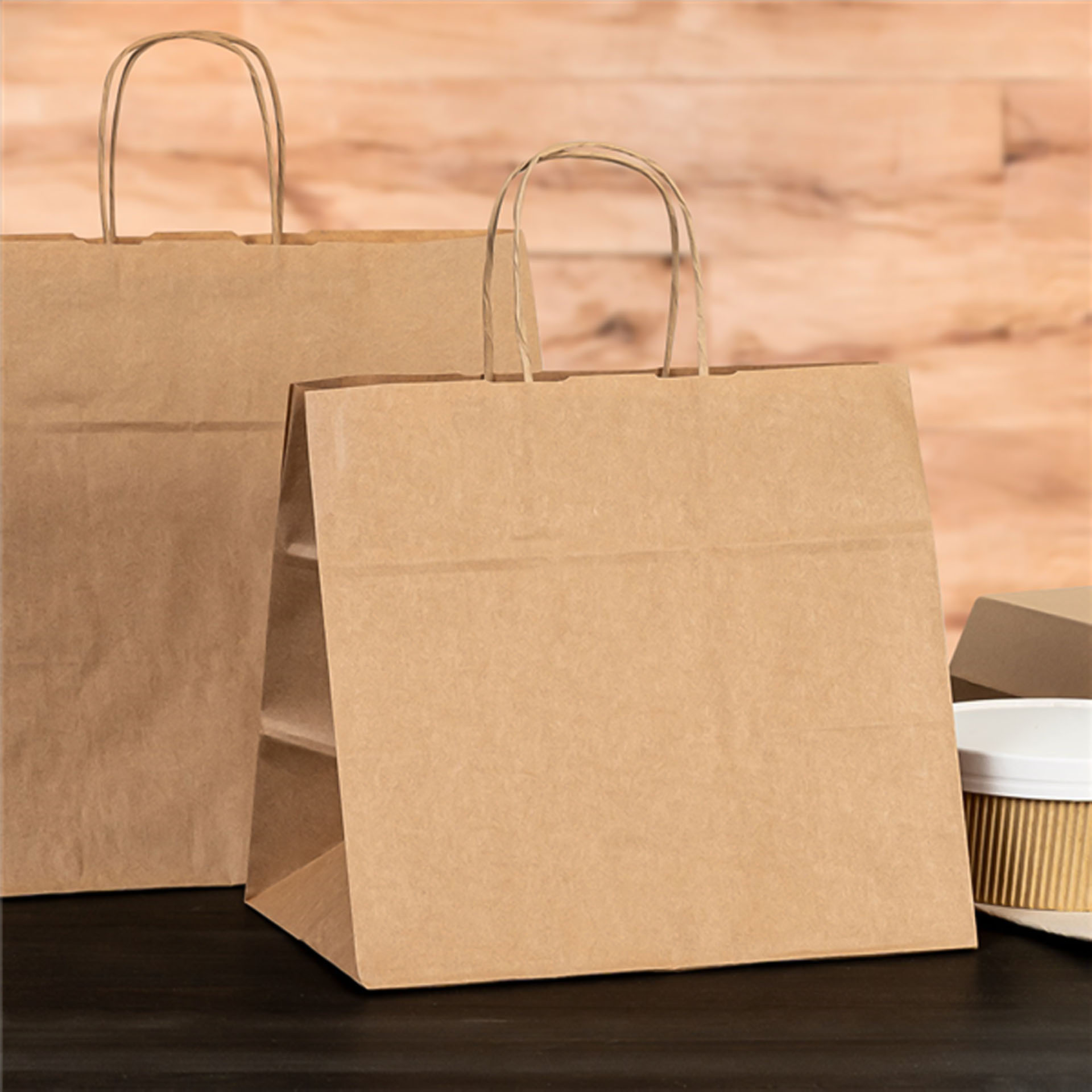 Saco Catering com Asas Kraft Bege 36X21X33.5cm Pack 25