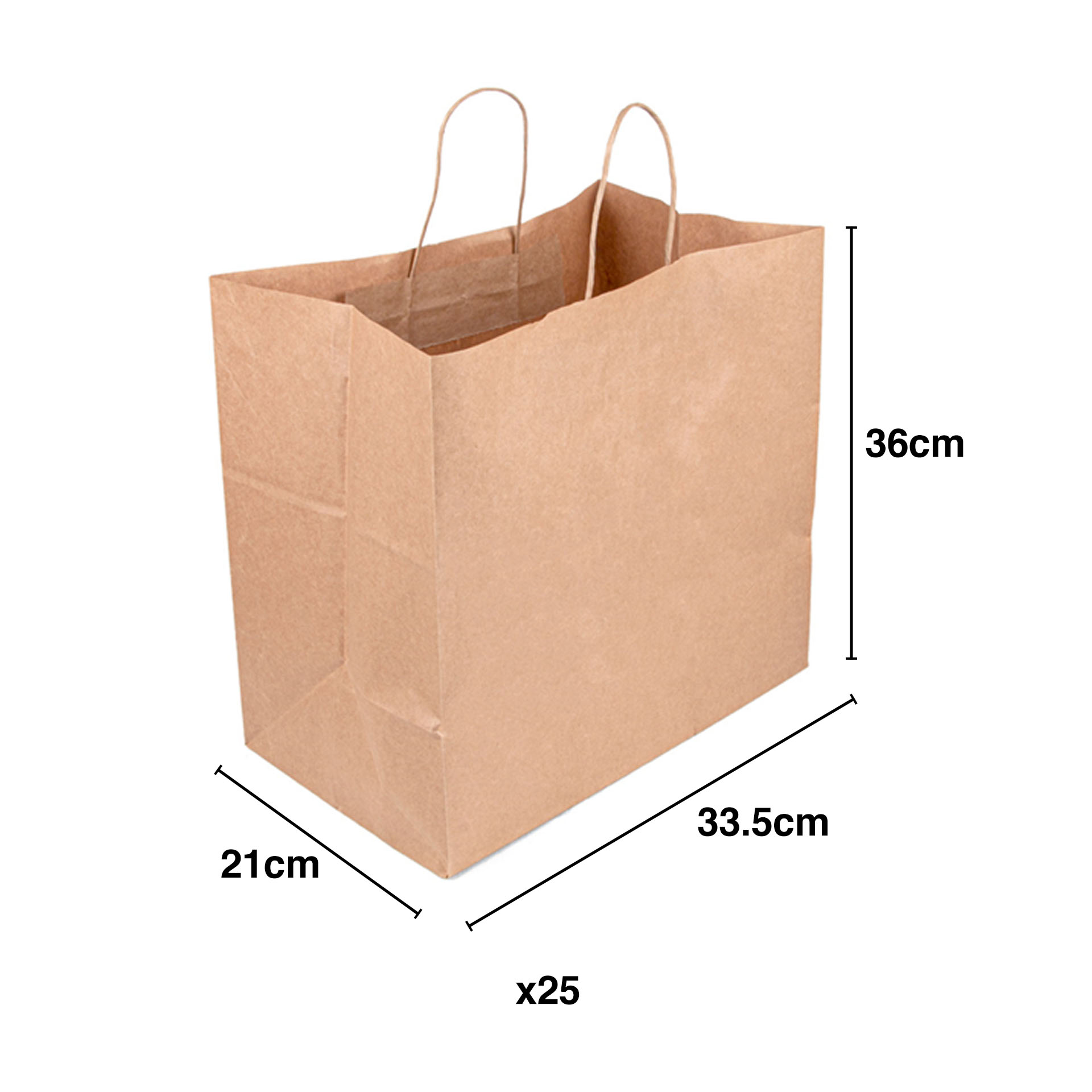 Saco Catering com Asas Kraft Bege 36X21X33.5cm Pack 25