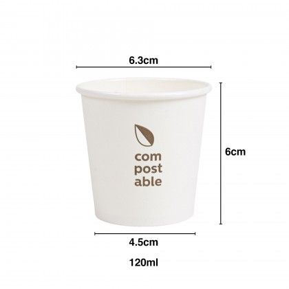 Copo Carto Bebidas Frias / Quentes Compostable 120ml 6.3X4.5X6cm Pack 50