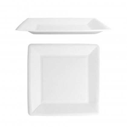 Prato Cartão Biolacado Quadrado Branco 18X18cm Pack 50 Prato Cartão Biolacado Quadrado Branco 18X18cm Pack 50