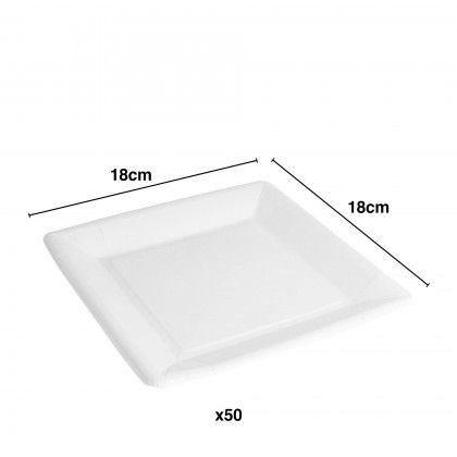 Prato Cartão Biolacado Quadrado Branco 18X18cm Pack 50 Prato Cartão Biolacado Quadrado Branco 18X18cm Pack 50