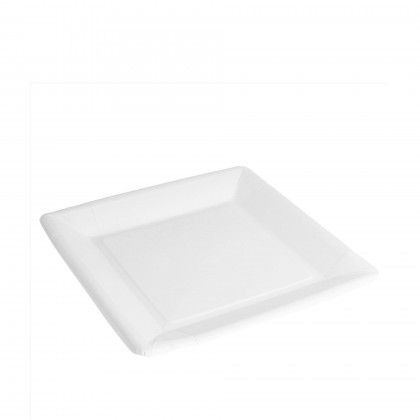 Prato Cartão Biolacado Quadrado Branco 18X18cm Pack 50 Prato Cartão Biolacado Quadrado Branco 18X18cm Pack 50
