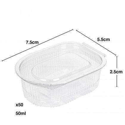 Recipiente Polipropileno com Tampa Oval 50ml 7.5X5.5X2.5cm Pack 50